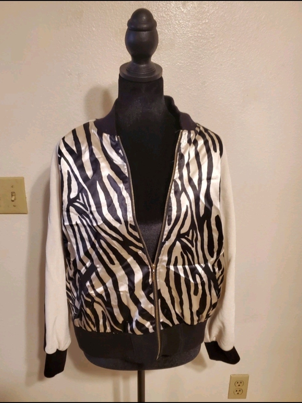 Zebra Print Bomber Jacket - Black & White